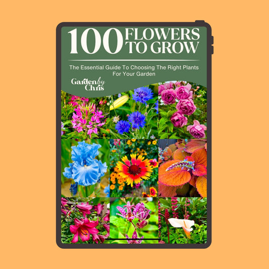 Book cover of '100 Flowers to Grow' with colorful flowers on a green background